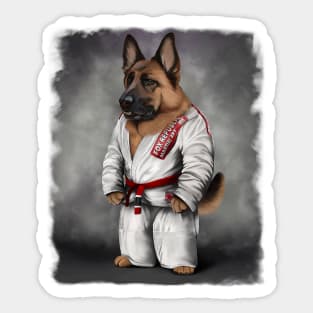 German Shepherd Dog Judo Karate Master in White Judo Sticker